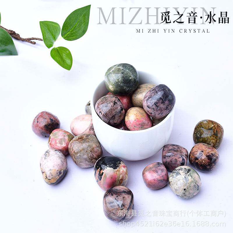 天然蔷薇辉滚石 大颗粒蔷薇石打磨石摆件 鱼缸盆景装饰跨境电商