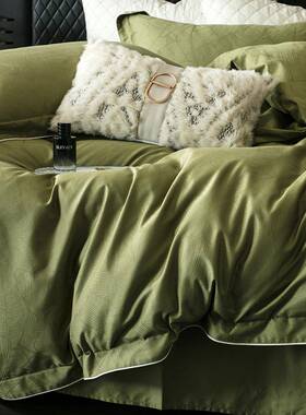 SUER美式提花100S纯棉被套床笠四件套高品质柔软长绒棉贡缎床品