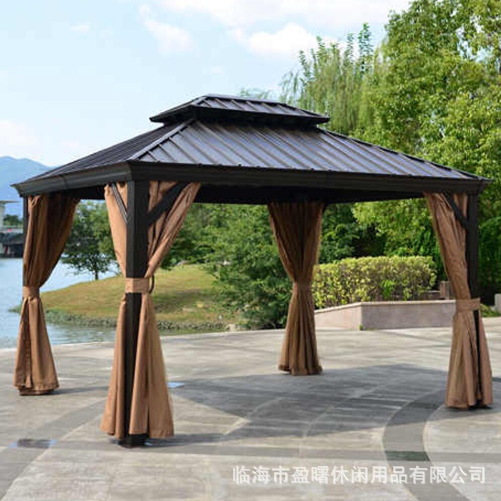 户外 卢森堡露天棚花园 别墅庭院遮阳棚镀锌豪华双顶棚四柱凉亭
