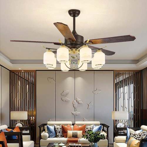 新中式风扇灯客厅大风复古吊扇灯别墅现代电扇灯餐厅工业吊灯高端