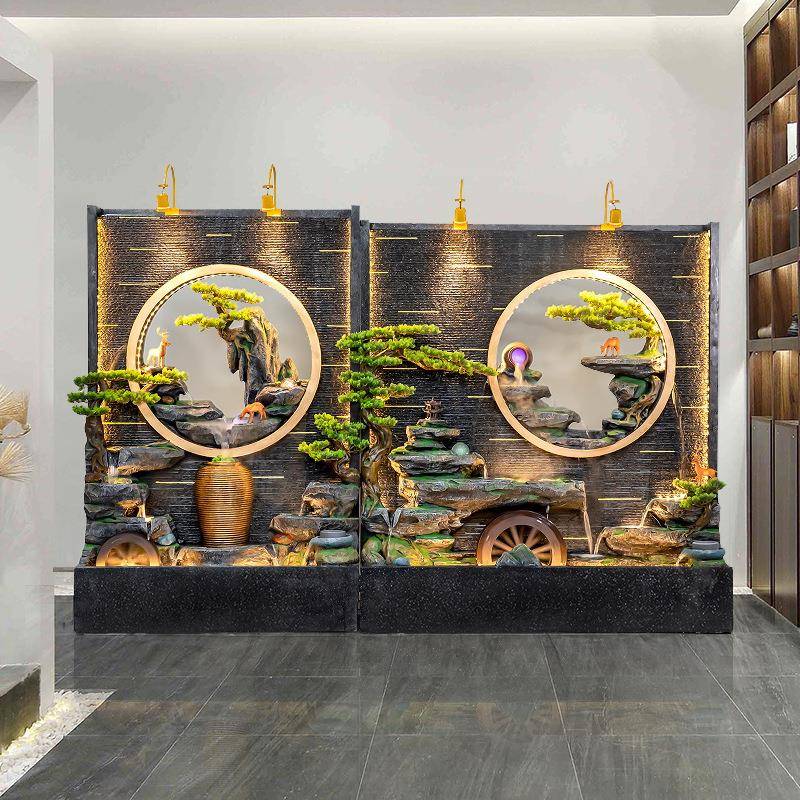 水幕墙假山水屏风司室公内酒店摆件关隔断创流意造WQE景庭院玄户