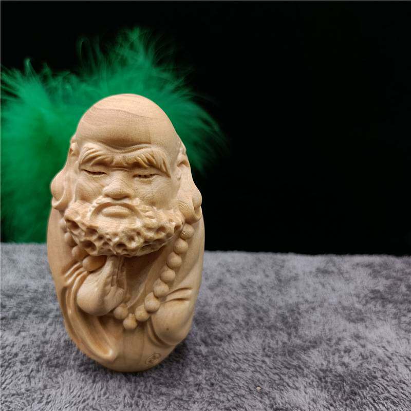 小叶黄杨木雕刻居家文玩手把玩件天师钟馗挂件达摩车小摆件工艺品
