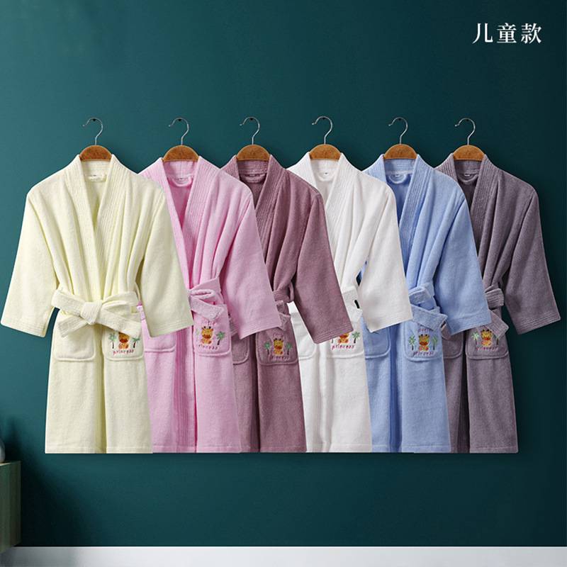 纯棉亲子酒店浴袍 秋冬季加厚加长款睡袍 情侣吸水和服领浴衣