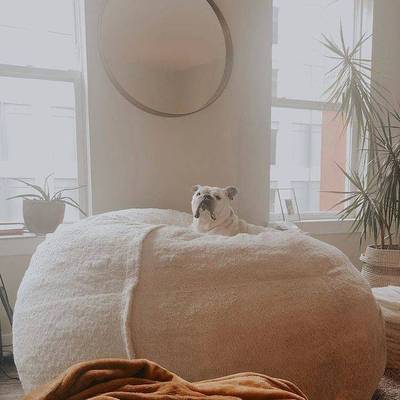 豆袋懒人沙发豆包人造毛皮海绵包亚马逊跨境热销5FT6FT7FT沙发源