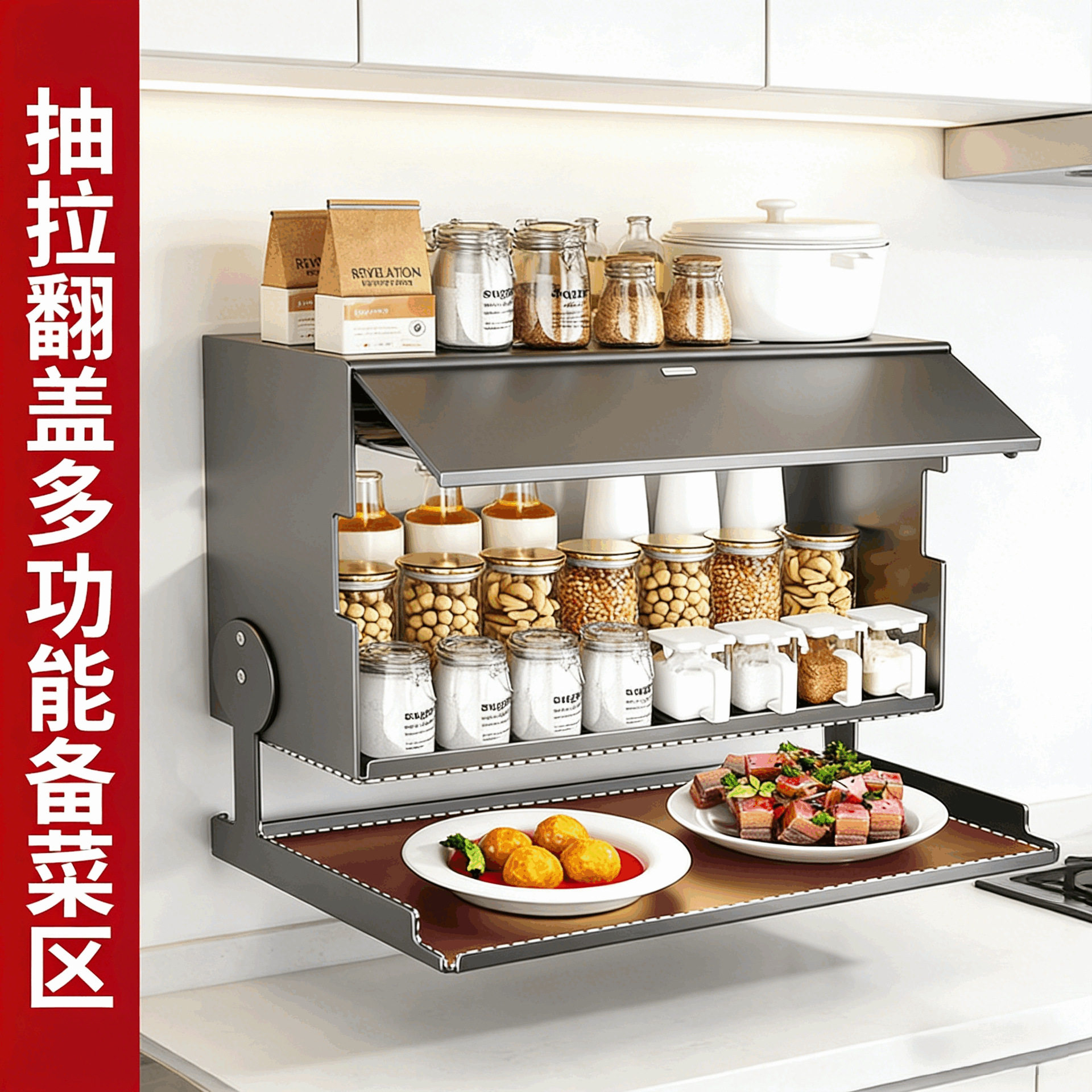 免安装调料置物架壁挂式吊柜调味品盒墙壁收纳橱柜储物厨房置物架