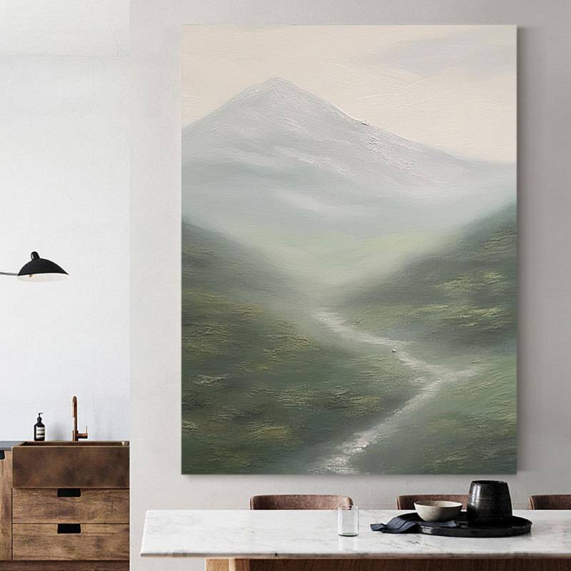 新中式纯手绘油画抽象山水风景玄关餐厅客厅装饰画肌理印象派手绘