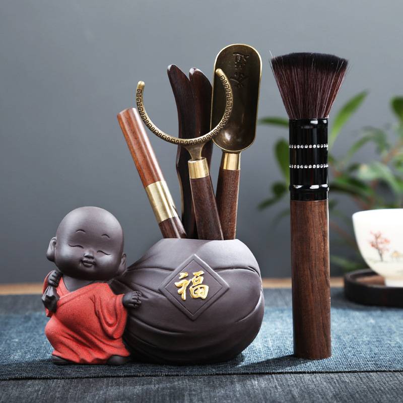 茶壶宠物摆件茶道六君子可养招财禅意紫砂小和尚茶具配件摆设