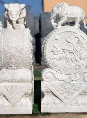 家用狮子别墅石大象石狮子貔貅青石汉白玉抱门口摆件石狮门墩石雕