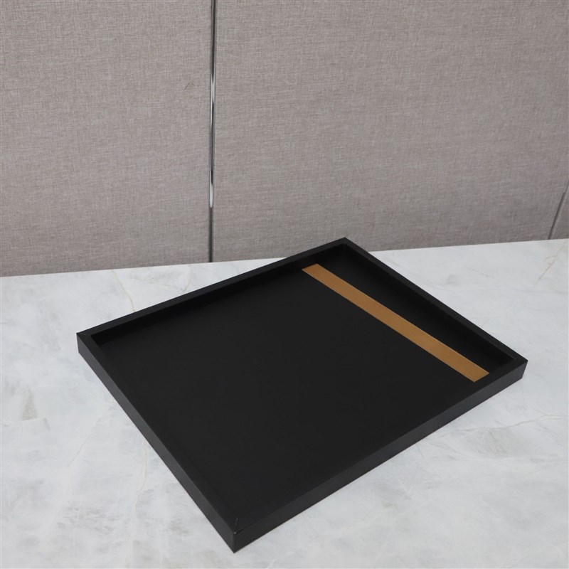 现代简约木质黑色托盘样r板间办公室桌面茶几客厅家居软装饰品摆