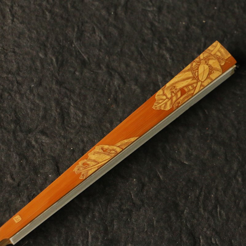 十几年玉竹老料i东阳名家刘超本工精工留青雕刻文人折扇竹扇子收