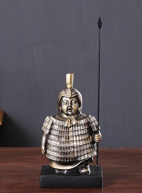 创意搞笑胖兵g马俑覆古摆件新中式客厅办公室电视柜玄关家居装饰
