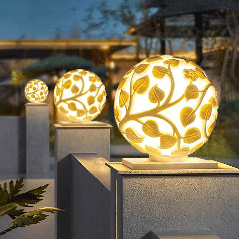太阳能柱头灯户外圆球灯防水别墅花E园球形灯庭院围墙灯大门柱子