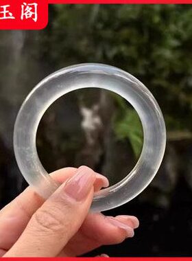 天然独龙玉胖圆条翡翠色玻璃冰种手镯高端玉镯子白冰白月光带证书