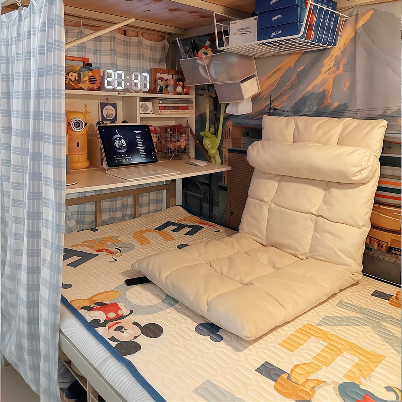 大学生宿舍床头软包靠背坐垫一体椅子懒人沙发可折叠收.纳护腰上
