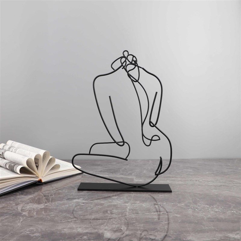 现代简约艺术线条抽象人物金属y摆件客厅书房玄关样板房家居装饰