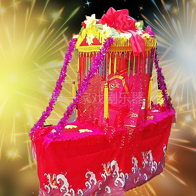 新款扭秧歌旱船采莲n船花轿彩船小推车灯红社火节日喜庆表演出道