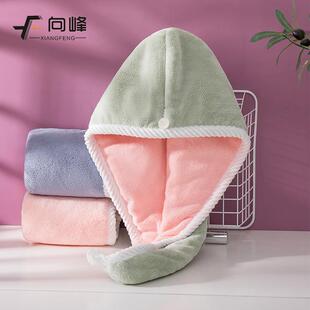 向峰加厚拼色珊瑚绒双层干发帽加大吸水柔软不易掉毛浴帽包头巾女