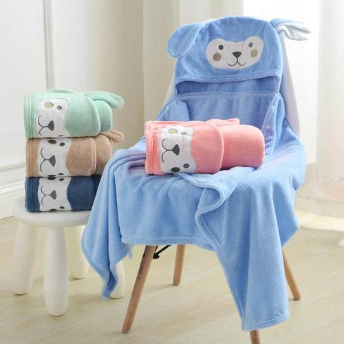 儿童浴袍斗篷珊瑚绒婴儿连帽卡通浴巾宝宝洗澡沙滩儿童浴袍