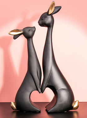 现代简约客厅电视柜酒柜装饰品动物鹿摆件家O居创意工艺品玄关摆