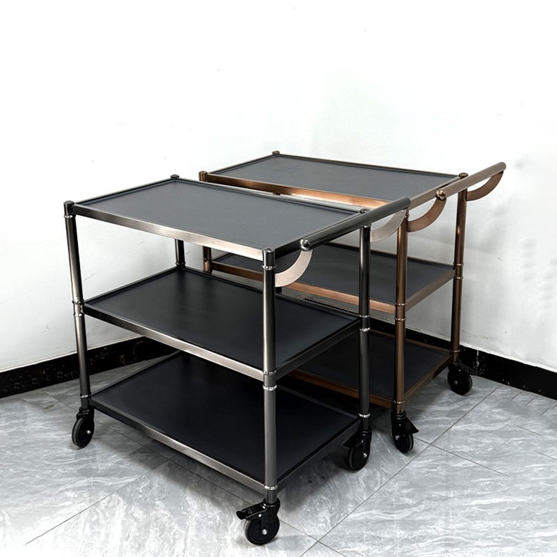 餐车移动小推车高档收纳车酒店酒水车金色多不锈钢餐车Z餐厅烤鸭