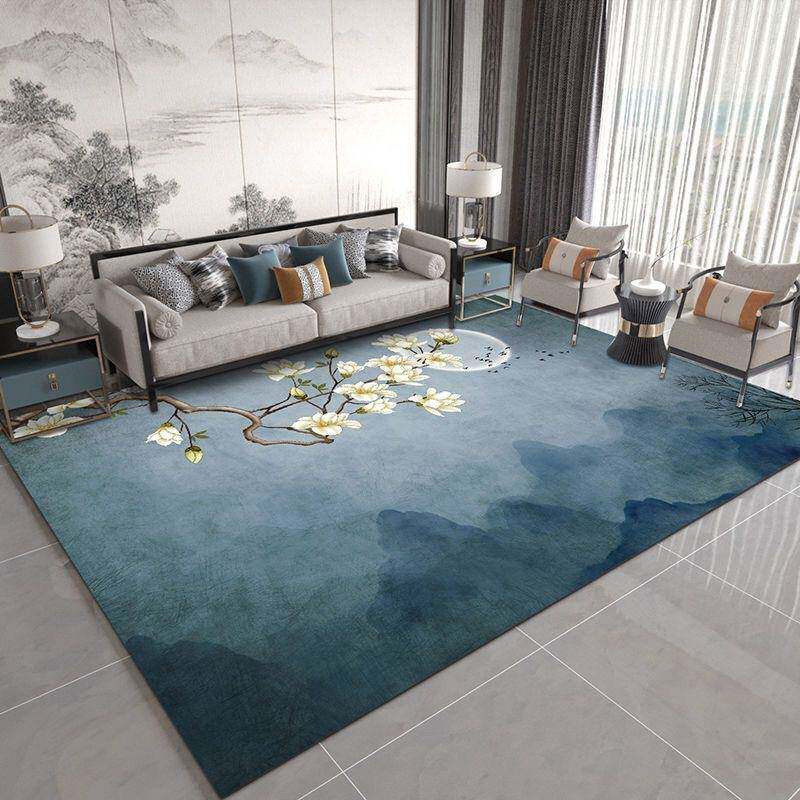 新中式客厅地垫中国风沙发脚垫古典书房茶几毯大尺寸圈绒地毯