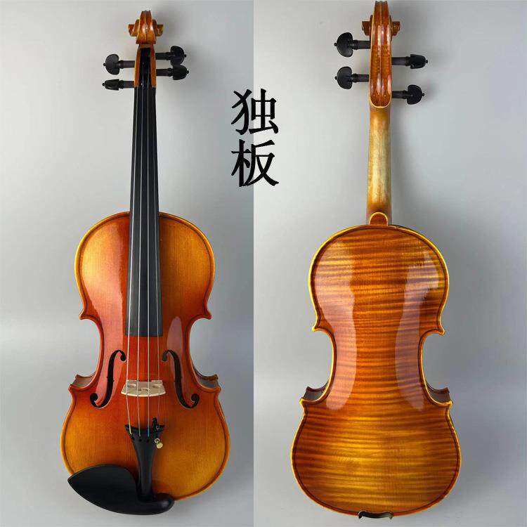 手工制作工艺独板虎纹实木音质好小提琴乌木配置小提琴