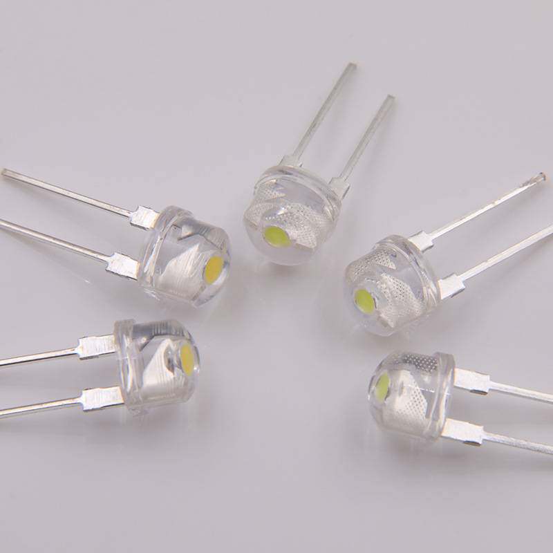 大功率8MM草帽0.5WLED灯珠白光暖白色宽支架 F8草帽LED发光二极管