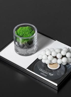 现代轻奢样板间床头柜玻璃苔藓小花器桌面绿植软装饰品摆件