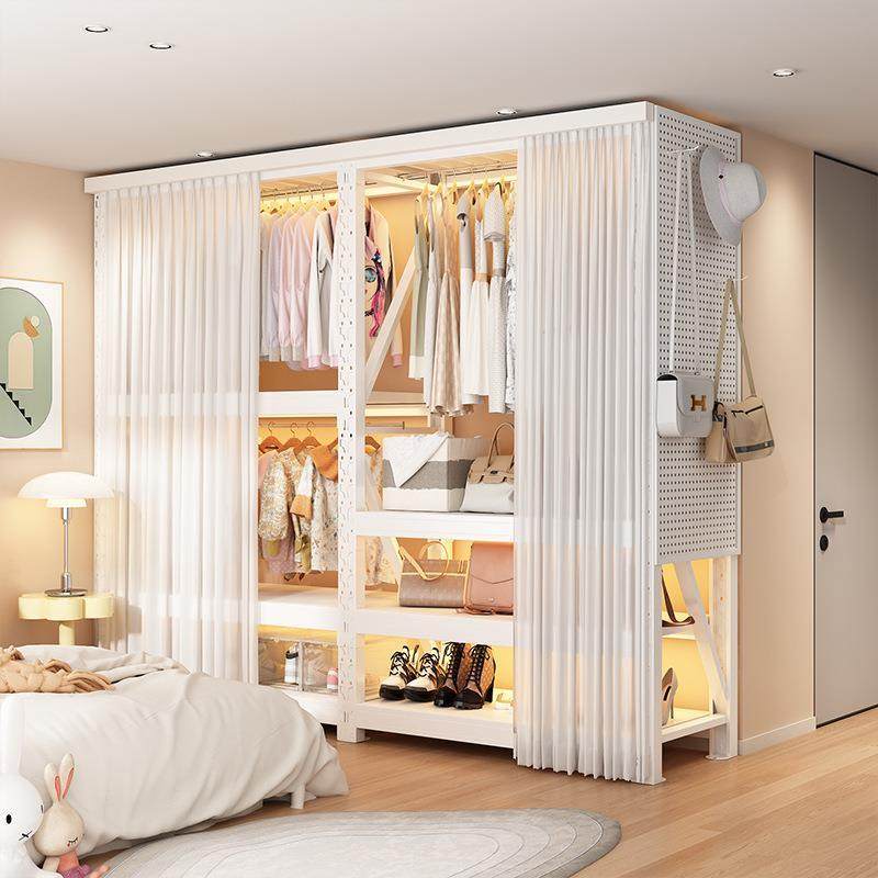 货架家用简易衣柜卧室衣帽收纳架阳台组装挂衣架开放式多层置