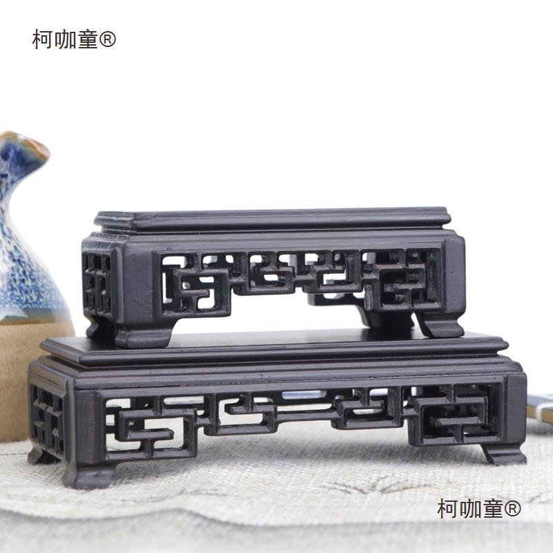 紫光檀整木雕刻摆件明式底座实木方形玉器文玩奇石头花盆茶麦太保
