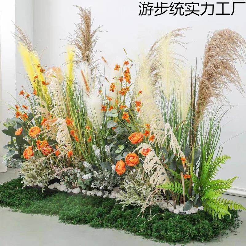 懒人造景仿真花户外假花草免安装大厅芦苇草丛花艺橱窗仿真绿植