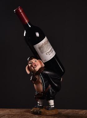 创意二师兄中式红酒架简约猪八戒公仔西游记人物家居酒柜摆件马小