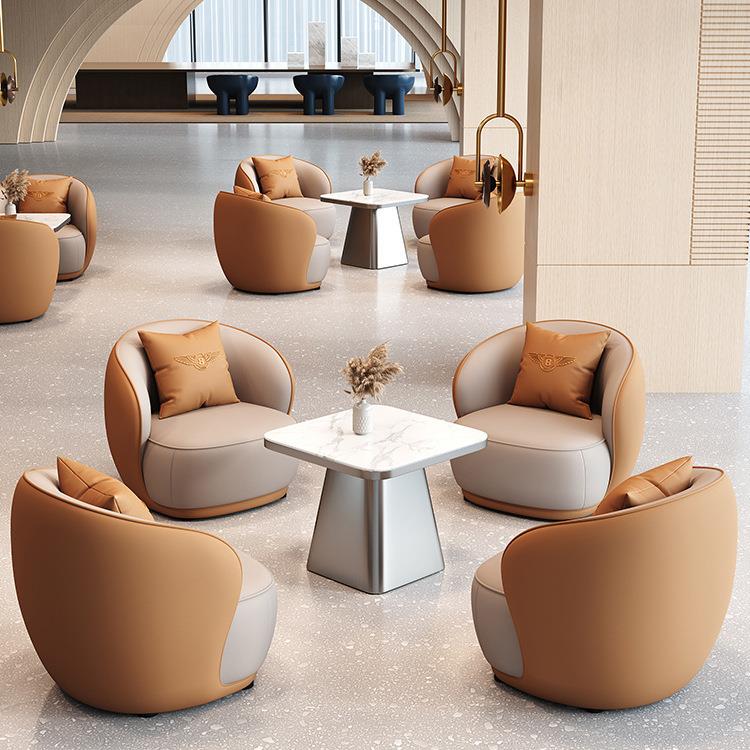 酒店大堂接待沙发轻奢办公发室沙发虎椅商务会客椅洽谈老无品牌/