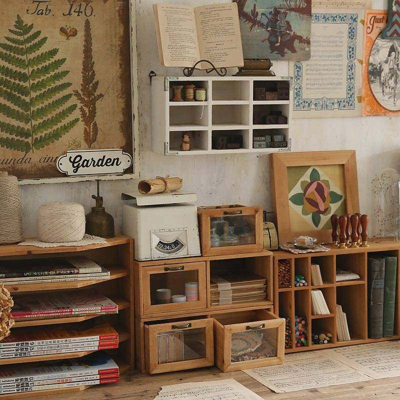 叁杉家居办公书桌玻璃抽屉式防尘小储物柜宿舍桌面整理收纳盒木质,收纳整理,首饰盒,淘宝优惠券,粉丝福利购,淘宝优惠卷