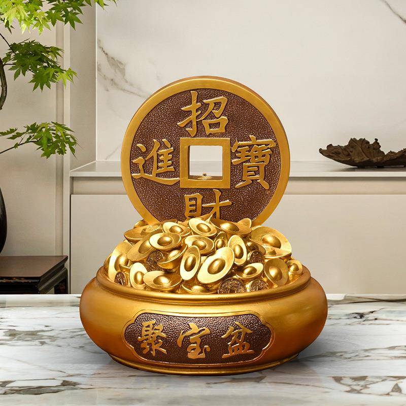 聚宝盆桌面流水摆件循环喷泉水晶球创意家居水景办公室开业送礼
