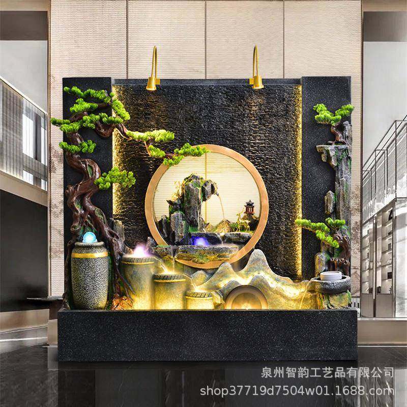 假山喷泉流水墙摆件客厅玄关办公茶室庭院阳台别墅落地鱼池装饰品