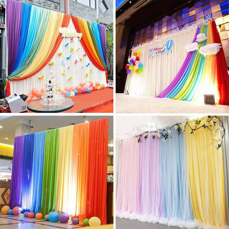 中小学毕业典礼幕布彩虹背景布纱幔幼儿园舞台演出装饰表演布置