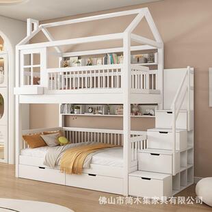 全实木上下铺双层床高低床子母床上床下空高架床单上层儿童上下