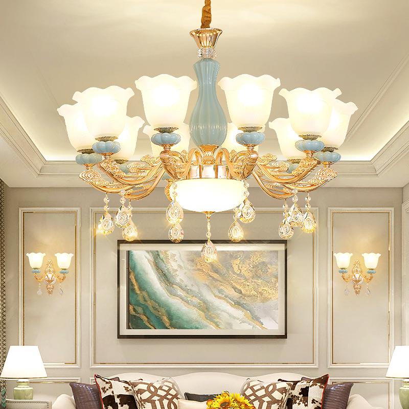 欧陶式吊灯简欧厅灯餐厅卧室灯简约现代大气家瓷用灯973具2客025