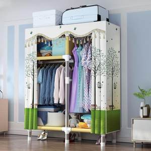 简易衣柜布衣柜钢管加粗加固单双号衣橱家用卧室出租房收纳架跨境