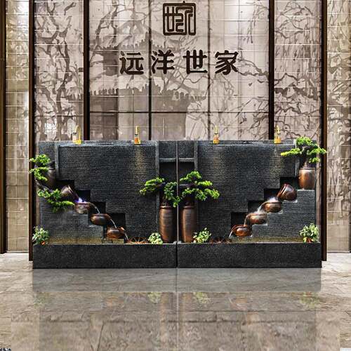 水幕墙假山喷泉大型流水摆件屏风招财庭院客厅办公室水景公司开业