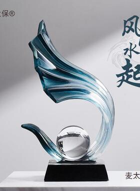风生水起酒柜装饰品摆件轻奢客厅办公室高端大气上档次感麦太保