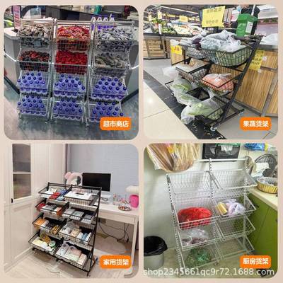 厨房落地加厚货架多层置物架超强承重家用收纳架带滑轮移动小推车