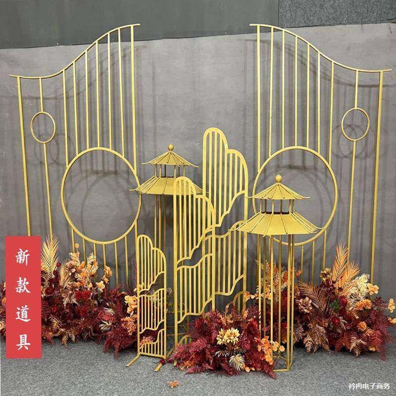 新款婚庆中式道具六角喜亭凉亭小屋路引舞台屏风摆件迎宾路引装饰