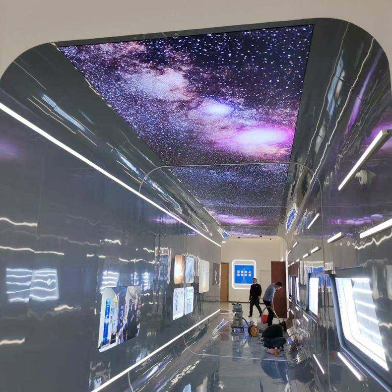 LED圆形软膜灯711V箱展厅形天异花灯吊高清U顶星空画面制作