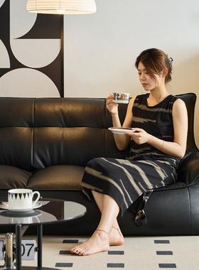 W8黑色懒人沙发双人沙发可睡可躺榻榻米卧室客厅服装店单人沙