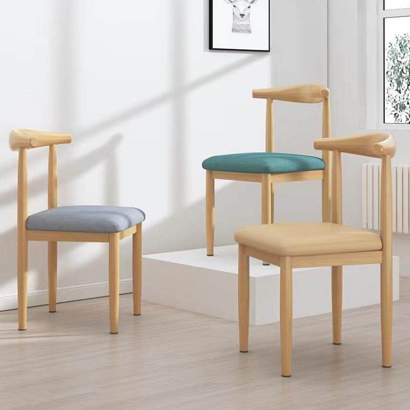 餐椅家用靠背凳子书桌现代简约卧室餐厅桌椅仿实木铁艺牛角椅