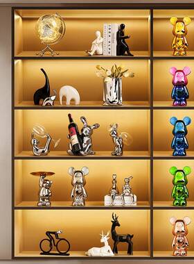 新款实用酒柜装饰品摆件现代轻奢客厅红酒架家居玻璃展示柜套装耐