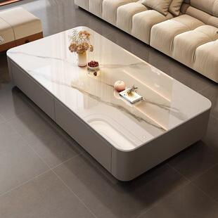 奶油风茶几客厅家用玻璃电视柜组合小户型储物简约现代轻奢茶几桌