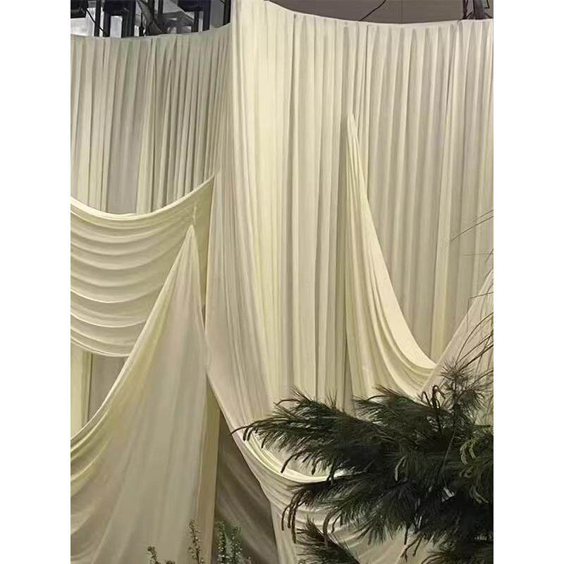 背景布吊顶布弹力布婚礼帷幔装饰布幕布奶油色婚庆布幔香槟色